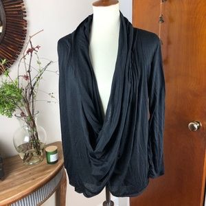 Plunging Wrap Blouse Black Size Medium